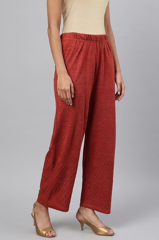 Buy Red Solid Straight Pants Online - W for Woman